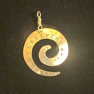 Silver “persevere” pendant